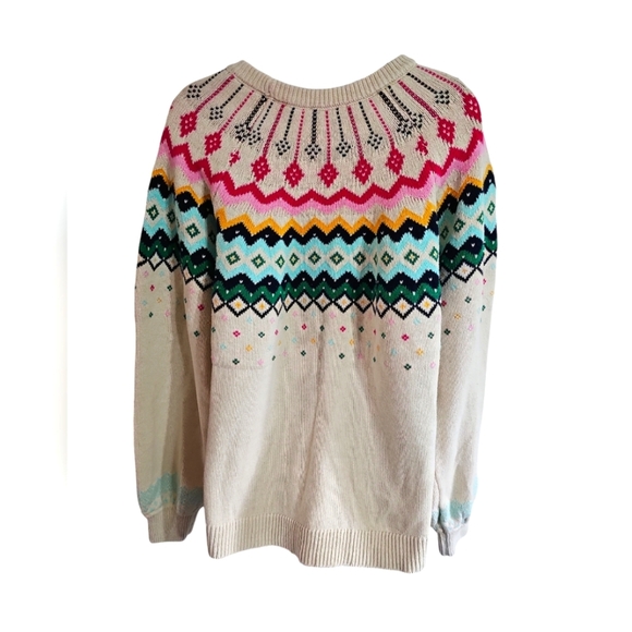 Crown & Ivy Women’s XXL Fair Isle Sweater Beige Pink Blue Coquette Preppy Rare - Picture 3 of 7